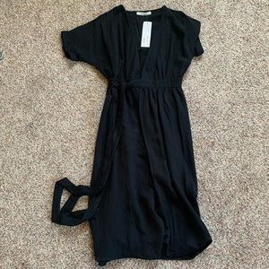 Black midi wrap dress